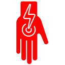 red hand with thunder icon